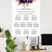 Luxe Diepe Bloemige Trouw Zittijd Chart Poster (Thuiskantoor)