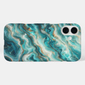 Luxe diepe turquoise marmeren telefoonhoes - Elega Case-Mate iPhone Case (Achterkant (horizontaal))
