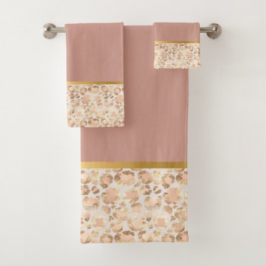 LUXE DIERAFDRUKDUSTY PINK BATHROOM TOWEL SET BAD HANDDOEK (Insitu)