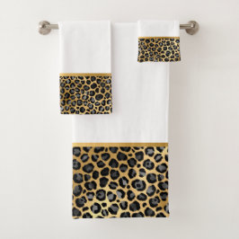 LUXE DIERAFDRUKWIT WITTE BATHROOM TOWEL SET BAD HANDDOEK