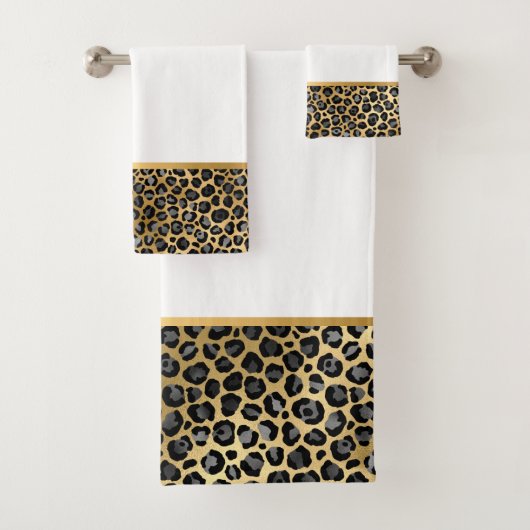 LUXE DIERAFDRUKWIT WITTE BATHROOM TOWEL SET BAD HANDDOEK (Insitu)