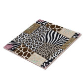 Luxe Dierenprint Roze Rijnsteen Tegeltje (Zijkant)