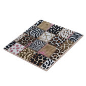 Luxe Dierenprint Roze Rijnsteen Tegeltje (Zijkant)