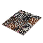 Luxe Dierenprint Roze Rijnsteen Tegeltje (Zijkant)