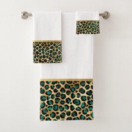 LUXE DIERLIJKE AFDRUKWIT MET GROENE BATHROOM TOWEL BAD HANDDOEK