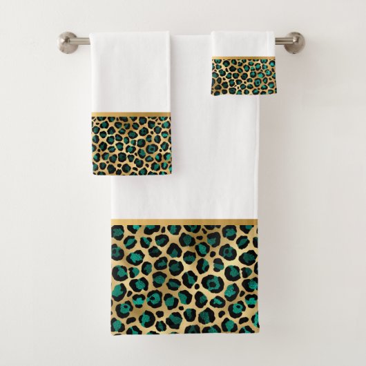 LUXE DIERLIJKE AFDRUKWIT MET GROENE BATHROOM TOWEL BAD HANDDOEK (Insitu)