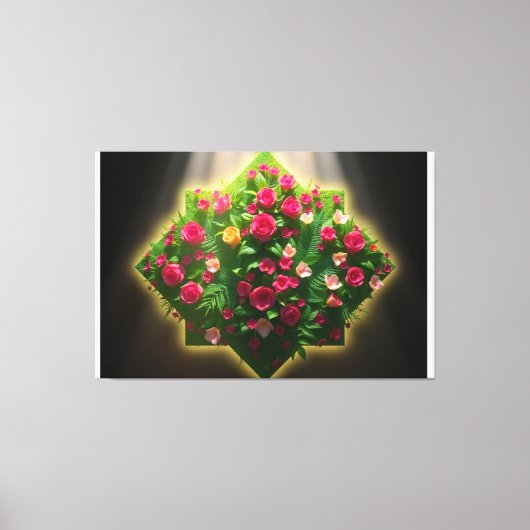 Luxe digitale kunst van Rozen en exotische bloemen Canvas Afdruk (Voorkant)