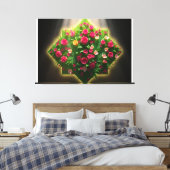 Luxe digitale kunst van Rozen en exotische bloemen Canvas Afdruk (Insitu (Slaapkamer))