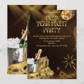 Luxe digitale nieuwjaarsnachtviering kaart (Voorkant / Achterkant)