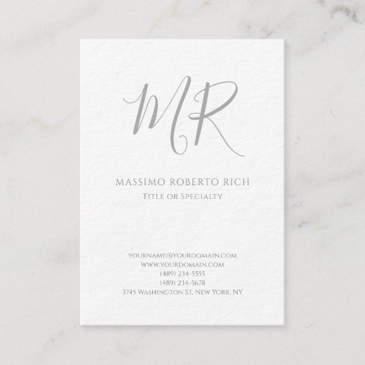 Luxe dikke moderne monogram effen minimalistisch visitekaartje (Voorkant)