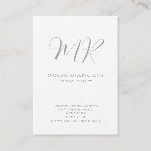 Luxe dikke moderne monogram effen minimalistisch visitekaartje (Voorkant)