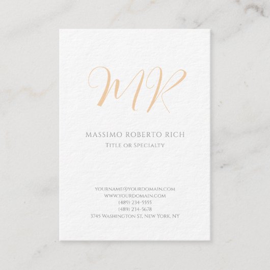 Luxe dikke moderne monogram effen minimalistisch visitekaartje (Voorkant)