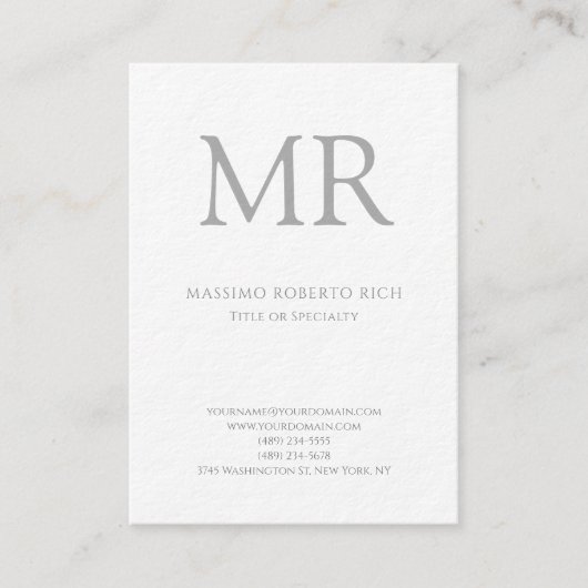 Luxe dikke moderne monogram plat minimalistisch visitekaartje (Voorkant)
