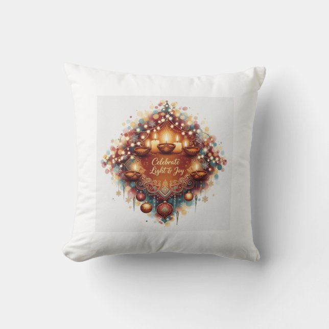 Luxe Diwali Kerstfusie Kussensloop Kussen (Voorkant)