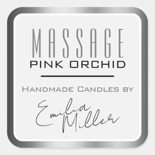 Luxe Donker Grijs Staal Signature Text Candles Vierkante Sticker (Voorkant)