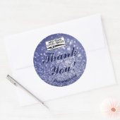 Luxe donker marine blauw glitter sterren dank u ronde sticker (Envelop)