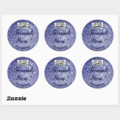 Luxe donker marine blauw glitter sterren dank u ronde sticker (Vel)