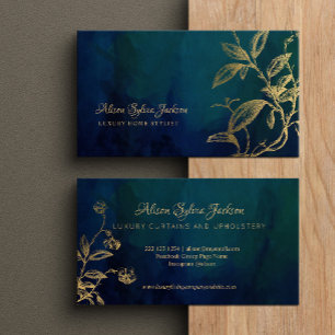 Luxe donker marineblauw elegante nep goud folie bl visitekaartje