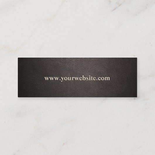Luxe Donker Tan Leather Mini Mini Visitekaartje (Achterkant)