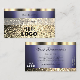 Luxe, donkerblauw, gouden glitter met Logo Visitekaartje