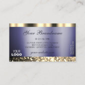 Luxe, donkerblauw, gouden glitter met Logo Visitekaartje (Achterkant)