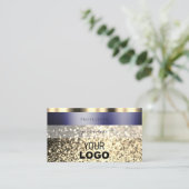 Luxe, donkerblauw, gouden glitter met Logo Visitekaartje (Staand voorkant)
