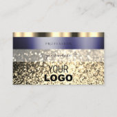 Luxe, donkerblauw, gouden glitter met Logo Visitekaartje (Voorkant)