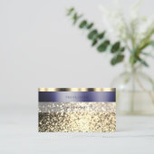 Luxe, donkerblauw, goudglitter glamoureus visitekaartje (Staand voorkant)