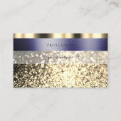 Luxe, donkerblauw, goudglitter glamoureus visitekaartje (Voorkant)