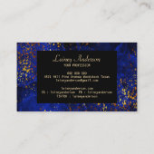 Luxe donkerblauw zwart en faux gold folie glitter visitekaartje (Achterkant)