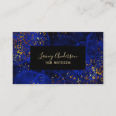 Luxe donkerblauw zwart en faux gold folie glitter visitekaartje (Voorkant)