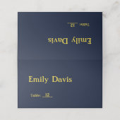 Luxe donkerblauwe en gouden plaatskaarten - Elegan Plaatskaartje (Buitenkant ongevouwen)