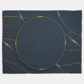 Luxe donkerblauwe gouden cirkel abstract ontwerp fleece deken (Voorkant (Horizontaal))