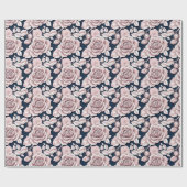Luxe donkerblauwe rozen met witte details cadeaupapier (Vlak)