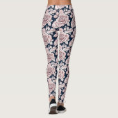 Luxe donkerblauwe rozen met witte details leggings (Achterkant)