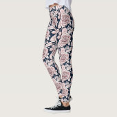 Luxe donkerblauwe rozen met witte details leggings (Links)