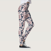 Luxe donkerblauwe rozen met witte details leggings (Rechts)