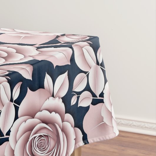 Luxe donkerblauwe rozen met witte details tafelkleed (Voorbeeld)