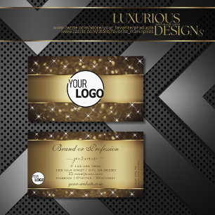 Luxe, donkerbruin Glitter Stars Logo Professional Visitekaartje