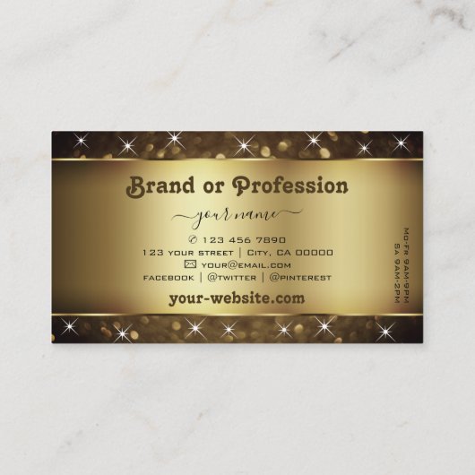 Luxe, donkerbruin, goudstaarster, Professional Visitekaartje (Achterkant)