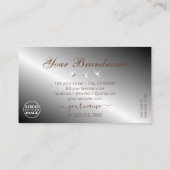 Luxe, donkerbruin, zilveren spaardiamanten voegen  visitekaartje (Achterkant)