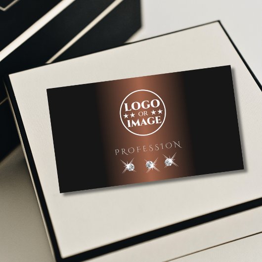 Luxe, donkerbruin, zilveren spaardiamanten voegen  visitekaartje