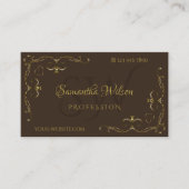 Luxe donkerbruine gouden hoeken Initialen Visitekaartje (Voorkant)