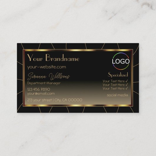 Luxe, donkerbruine Lijst, bruine gradiënt met Logo Visitekaartje (Achterkant)