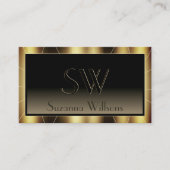 Luxe, donkerbruine Lijst met monogram Visitekaartje (Voorkant)