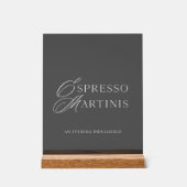 Luxe donkere acryl Espresso Martini bar bord (Voorkant)