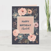 Luxe donkere bloemen verjaardag kaart (Voorkant)