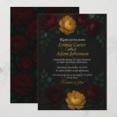 Luxe Donkere Botanische Trouwachtergrond Kaart (Voorkant / Achterkant)