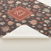 Luxe Donkere Herfstbladeren Monogram Sherpa Deken (3/4)
