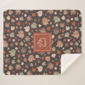 Luxe Donkere Herfstbladeren Monogram Sherpa Deken (Voorkant (horizontaal))